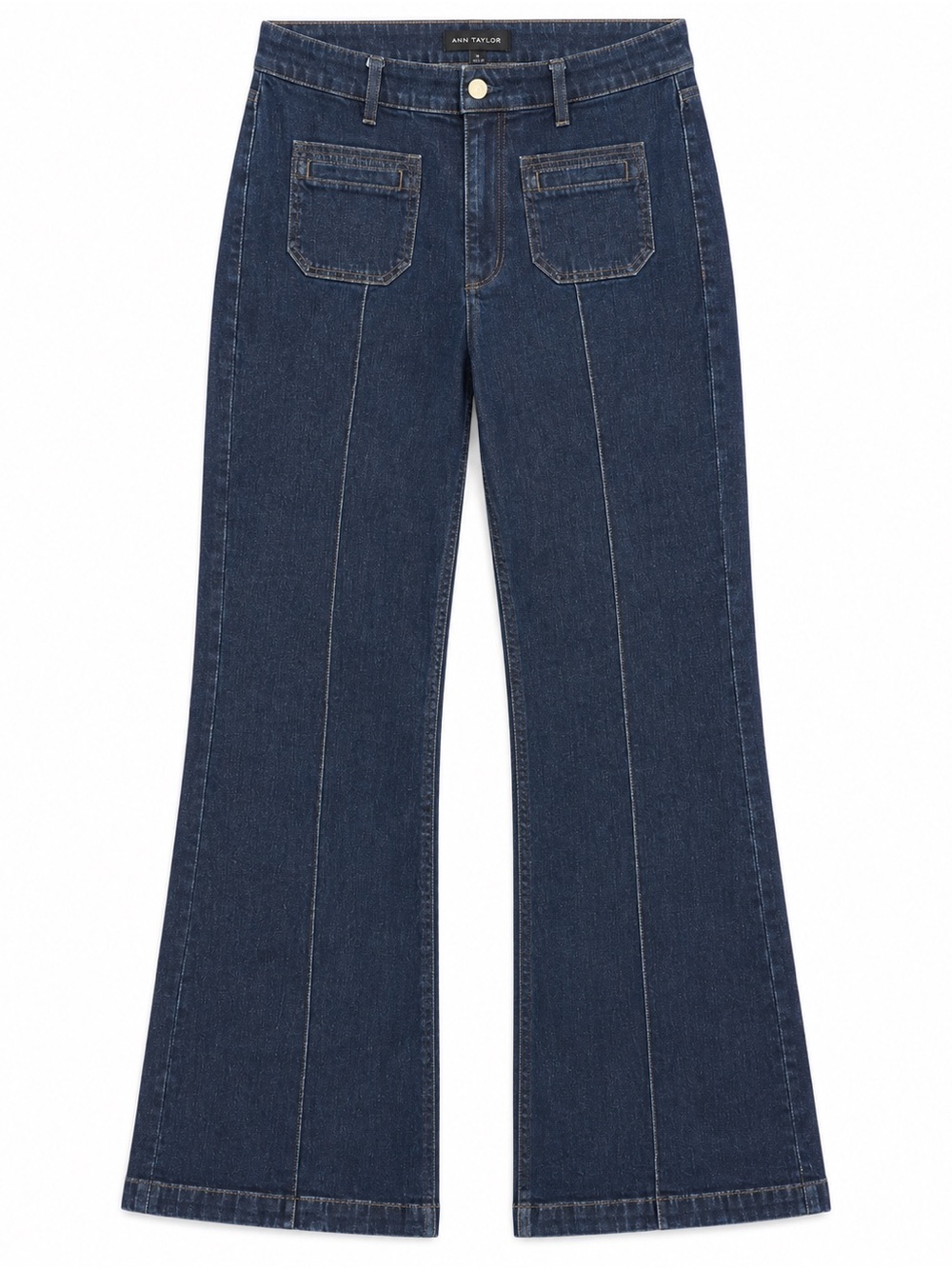 Ann Taylor Size 10 Dark Wash High Rise Wide Leg Jeans Front Seam